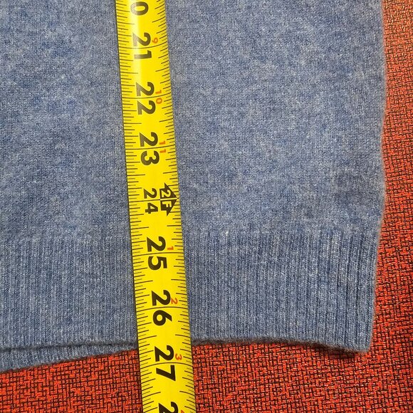 Liny Xin Womens V-Neck Superfine Merino Wool Sweater Sz L Blue Preppy Academia - Picture 12 of 12